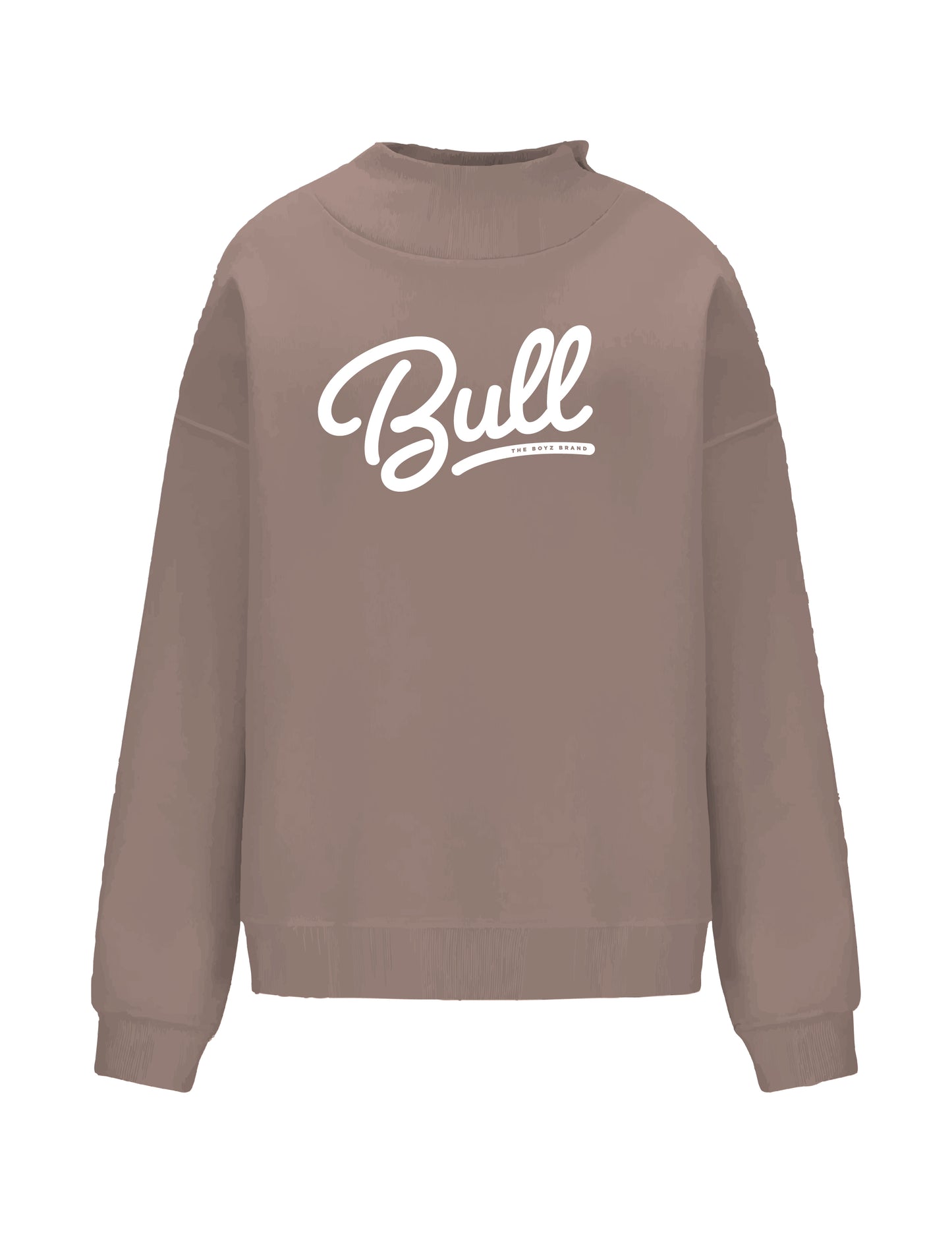Bull Script - Brown Graphic Turtle Neck Sweatshirt Adult Unisex | The Boyz Brand