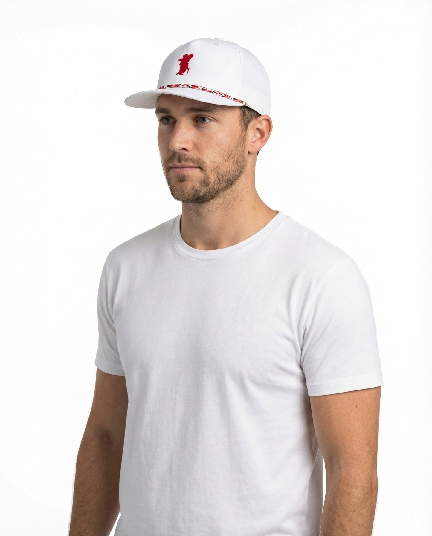 Col Reb - Red & White Structured Rope Classic Snap Back Hat | SIP Boyz