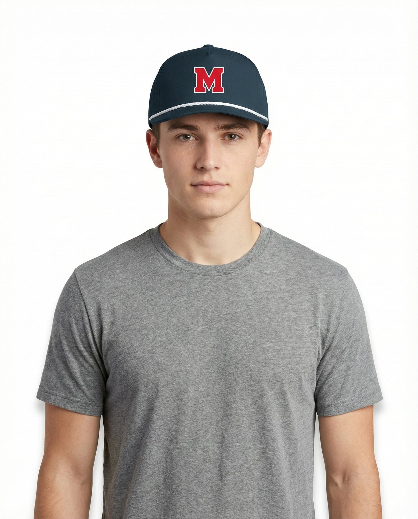 "M" - Gray Structured Rope Classic Snap Back Hat | SIP Boyz