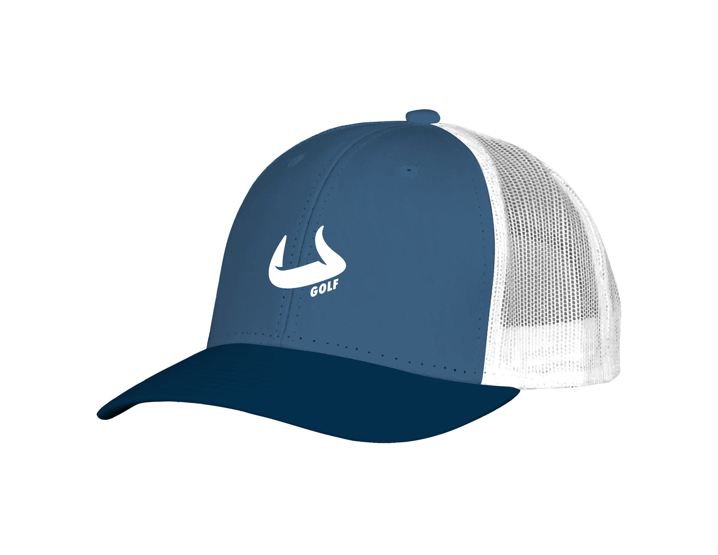 Bull Golf - Denim Navy and White Structured Classic Snap Back Hat | Bull