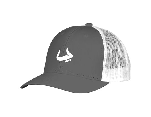 Bull Golf - Gray and White Structured Classic Snap Back Hat | Bull