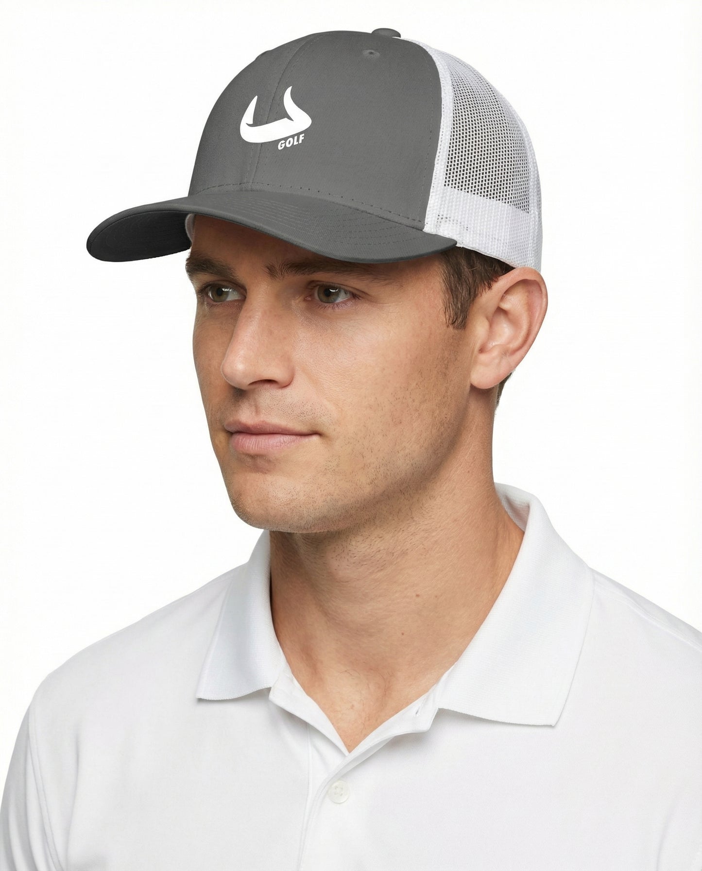 Bull Golf - Gray and White Structured Classic Snap Back Hat | Bull