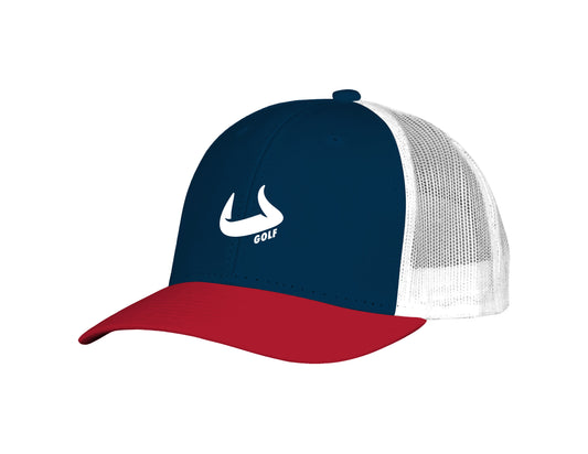 Bull Golf - Red White and Blue Structured Classic Snap Back Hat | Bull