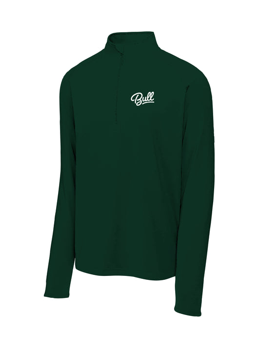 Bull Script - Green Performance Quarter Zip Adult Unisex | SIP Boyz