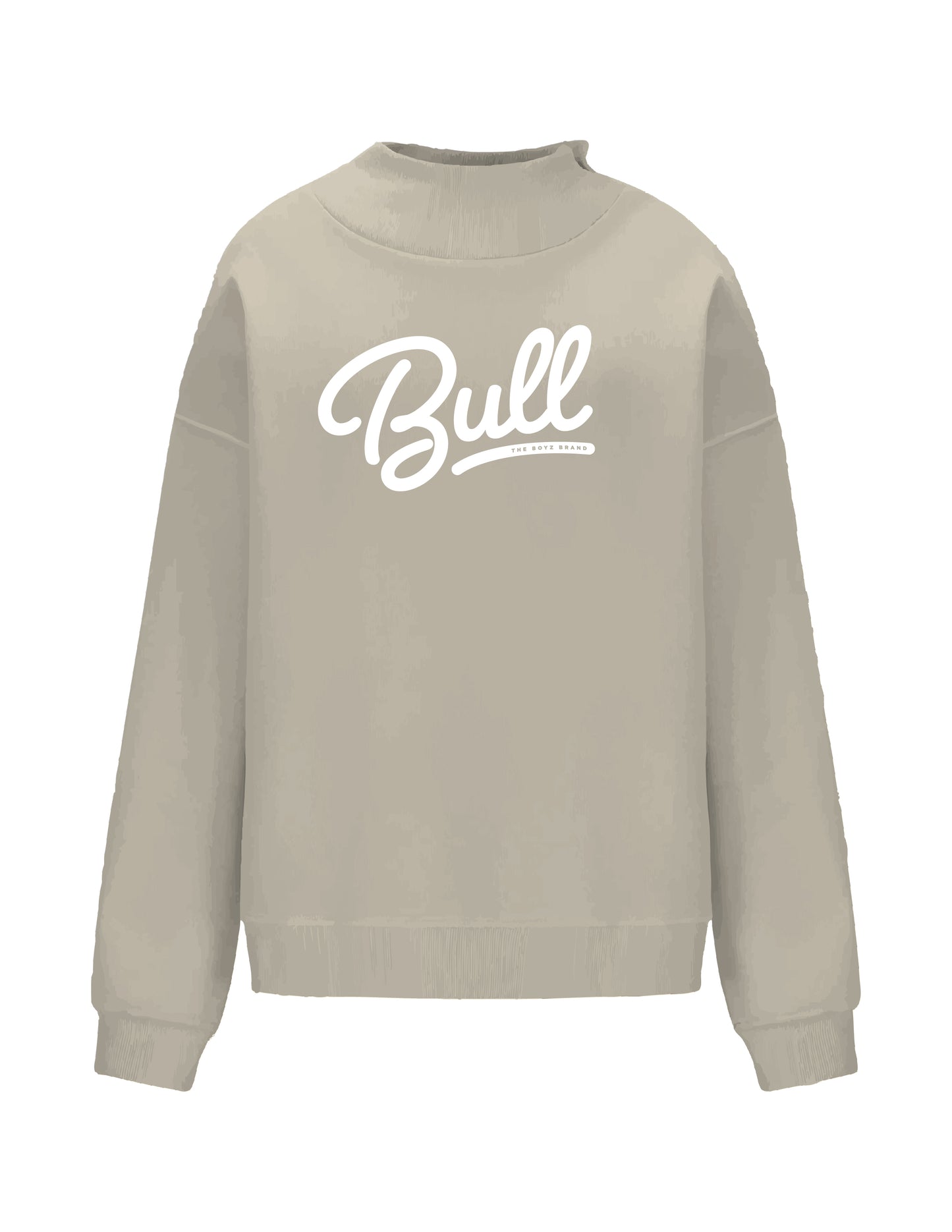 Bull Script - Khaki Graphic Turtle Neck Sweatshirt Adult Unisex | The Boyz Brand