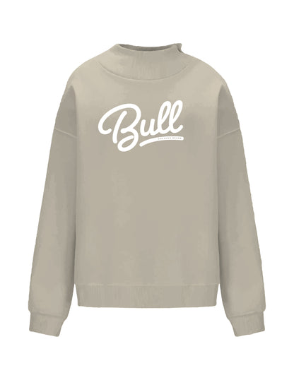 Bull Script - Khaki Graphic Turtle Neck Sweatshirt Adult Unisex | The Boyz Brand