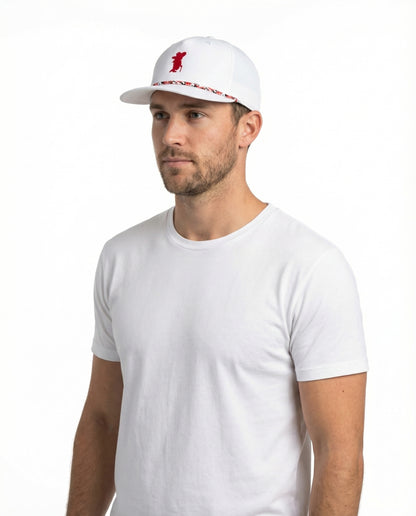 Col Reb - Red & White Structured Rope Classic Snap Back Hat | SIP Boyz