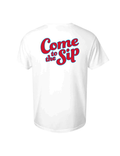 Come to the SIP - White Graphic Front Pocket Tee Adult Unisex | SIP Boyz