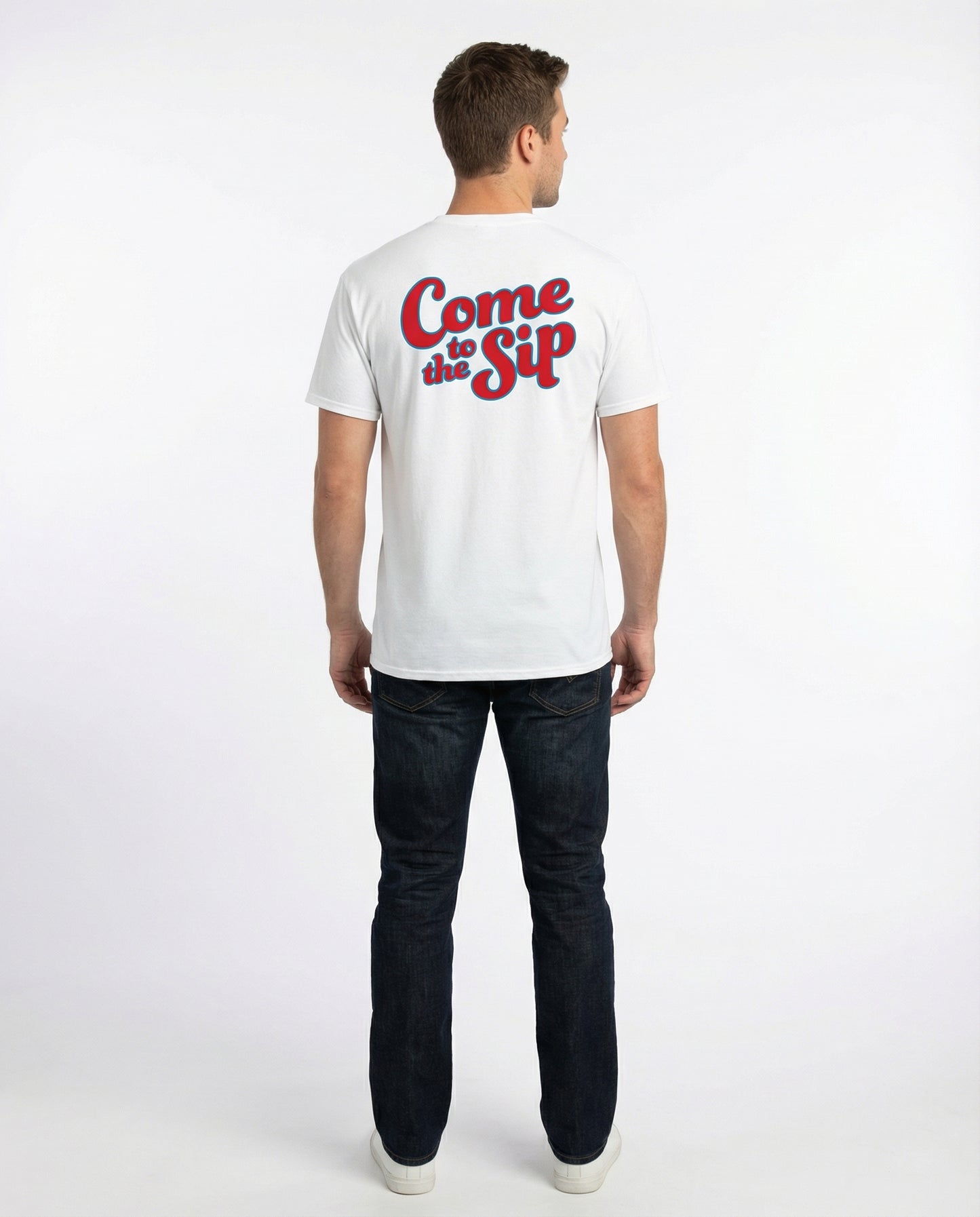 Come to the SIP - White Graphic Front Pocket Tee Adult Unisex | SIP Boyz