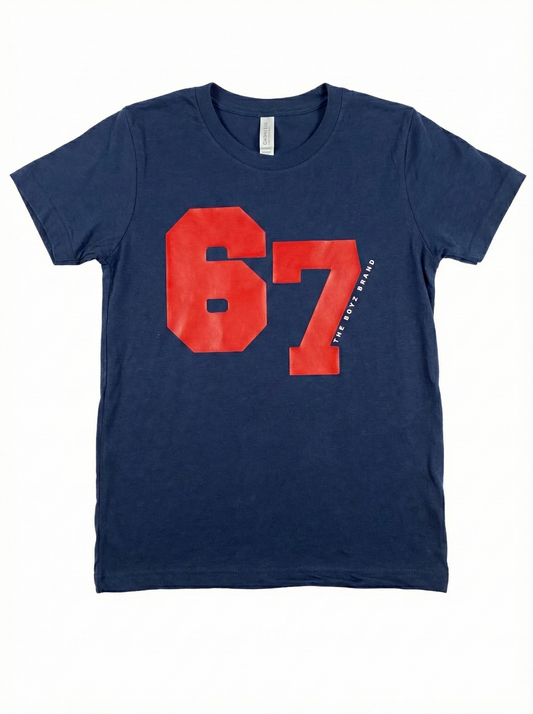 Six Seven - Navy with Red Letter Graphic Tee Youth Unisex | The Boyz Brand