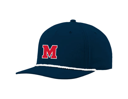 "M" - Navy Structured Rope Classic Snap Back Hat | SIP Boyz