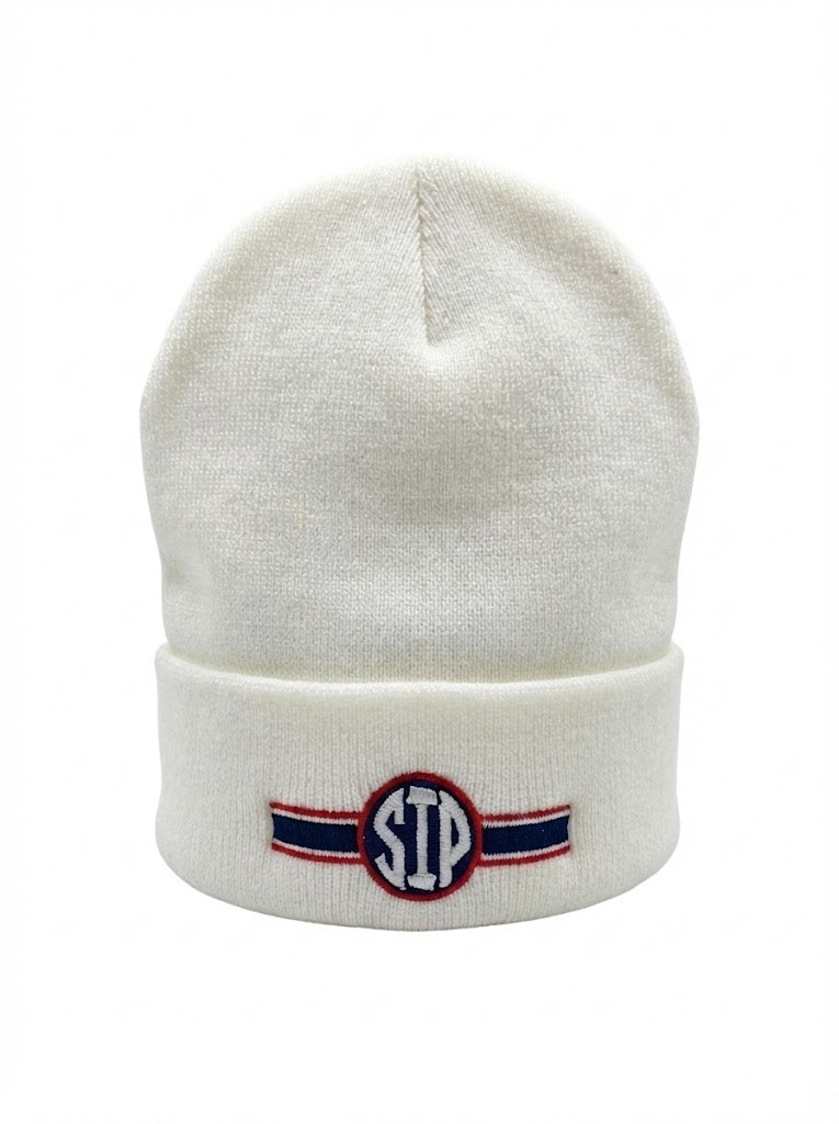 Circle Sip - White Beanie - SIP Boyz