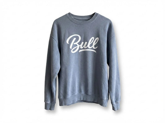 Bull Script -  Coastal Blue Graphic Crew Neck Sweatshirt Adult Unisex | Bull